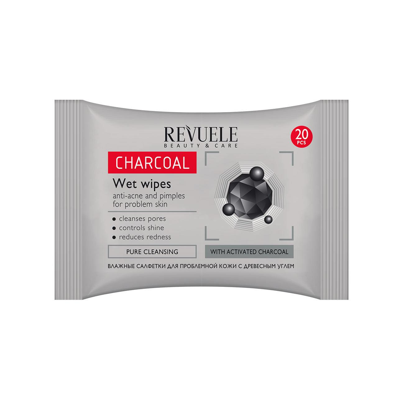 REVUELE Wet Wipes Charcoal AntiAcne And Pimples For Problem Skin